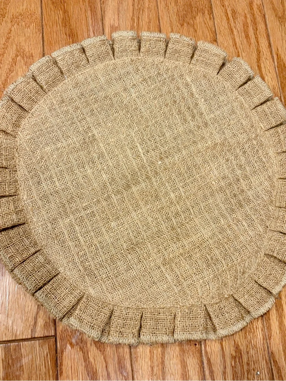 New Set of 6 Round Burlap Ruffle Placemats | Farmhouse Rustic Table Decor